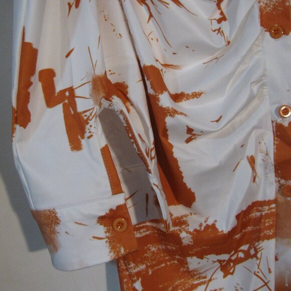 * Unbranded Dress w/ Rouching 3XL Plus NWOT Runs Small Orange White Silky - Picture 4 of 7